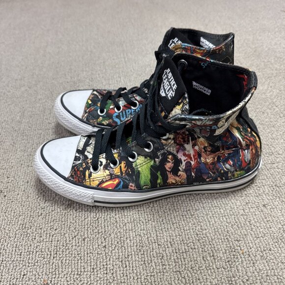 Converse Justice League Superman Sneakers Multicolored High Top Women’s Size 8 - Picture 7 of 11